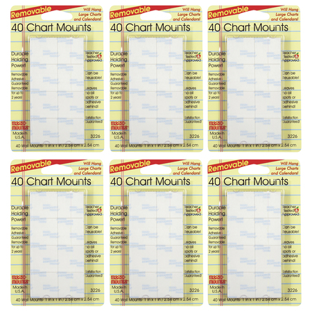 MAGIC MOUNTS Chart Mounts, 1" x 1", 40 Per Pack, PK6 3226